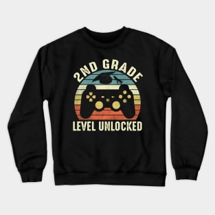 2nd Grade Level Unlocked Funny Gamer Shirt Back To School Video Gamer Crewneck Sweatshirt